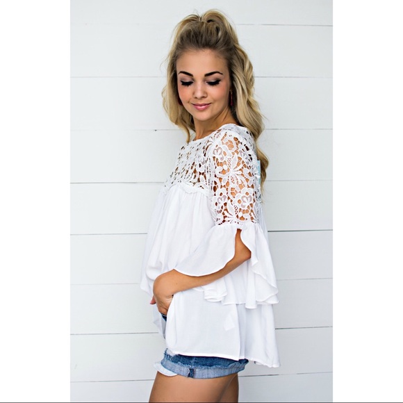 >>LAST<< Elizabeth Woven Lace Top - Off White - Picture 2 of 6